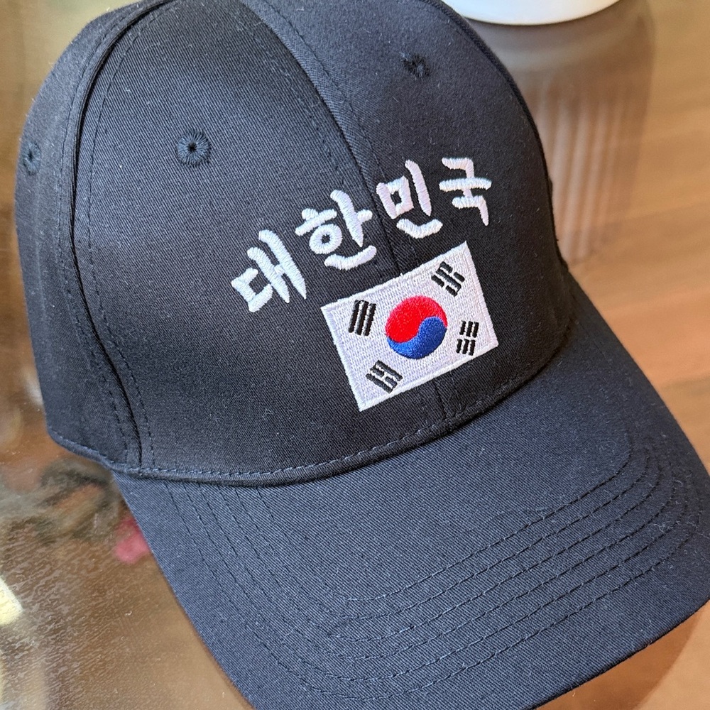Korean Flag Embroidered Black Baseball Cap
